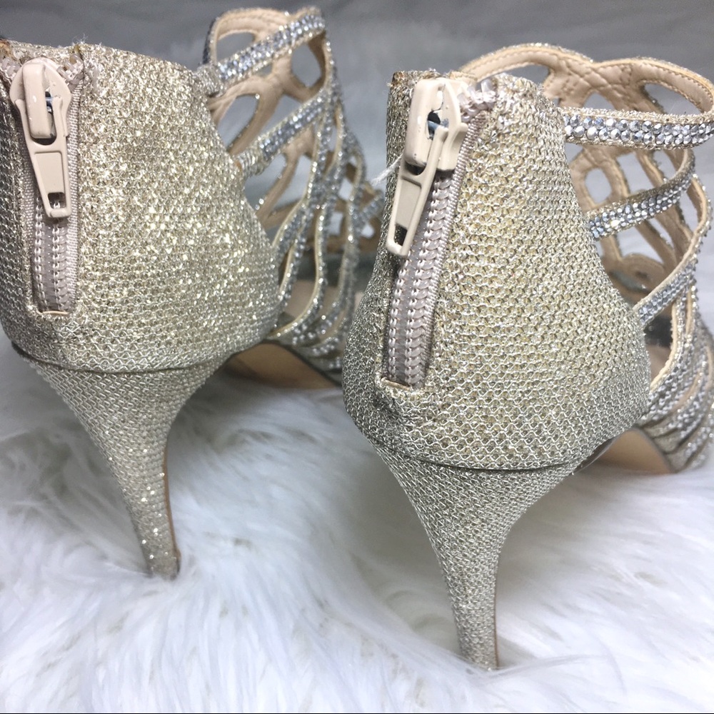 Macy’s Rhinestone Caged Silver Heels - Picture 6 of 6